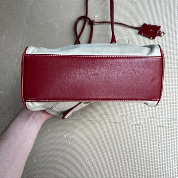Coach Cream Canvas Satchel Red Leather Trim Gold Hardware – Read Description - Picture 9 of 14
